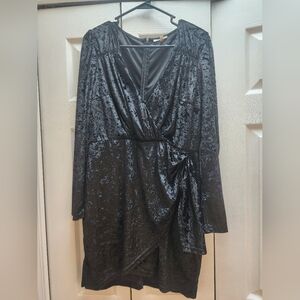 Black Crushed Velvet Mini Dress
